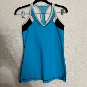 ALO Yoga Colorblock Mesh Tank Top Blue White Size small